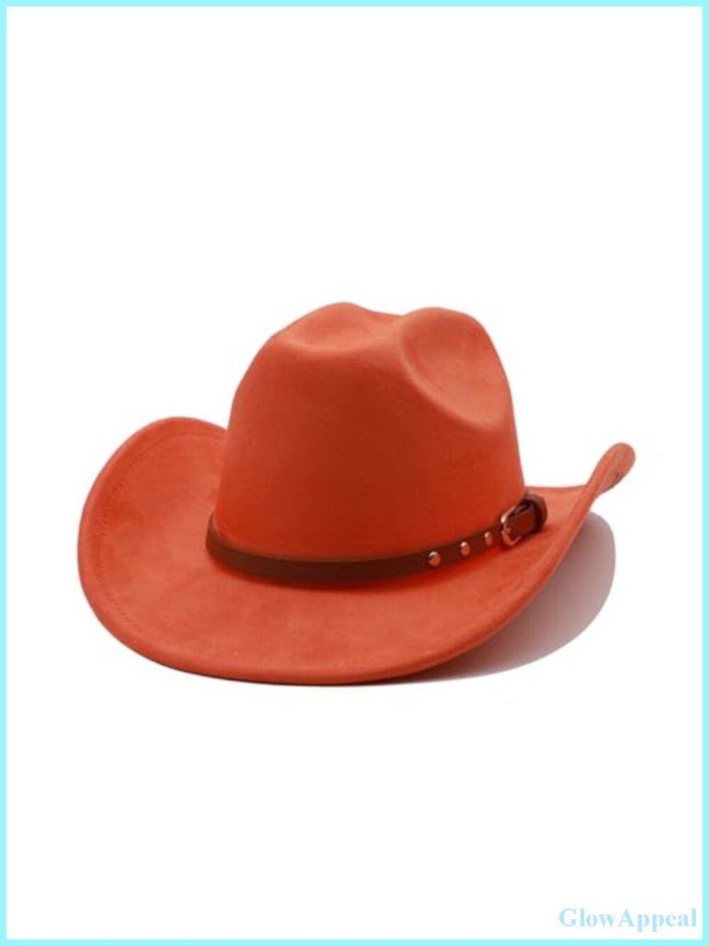 Western Cowboy Hat Felt Wide Brim Unisex Flat Top with Buckle